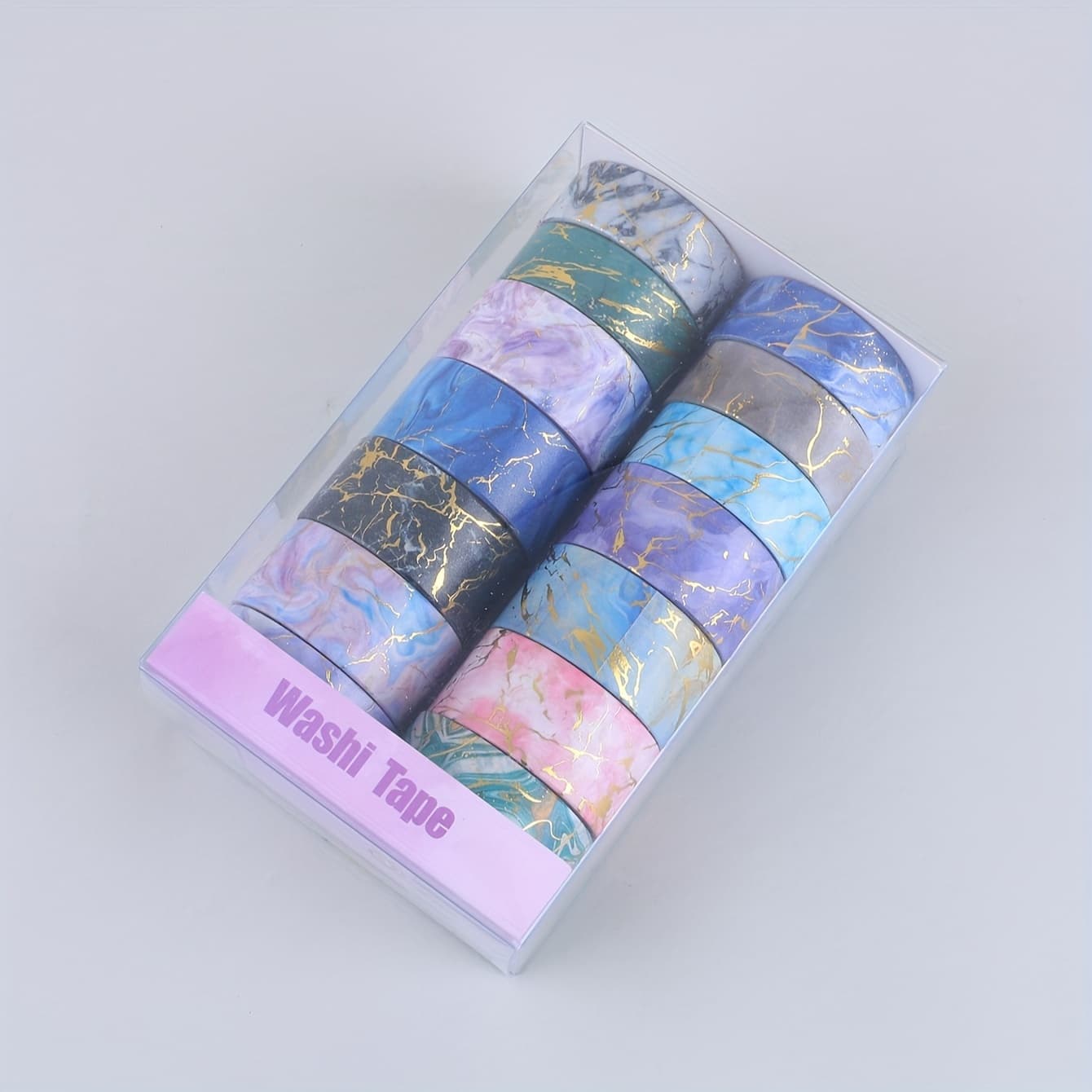 TEMU 14pcs Marble Washi Tape Set - Creative Fashion Diy Journal & Scrapbooking Decorative Adhesive Tape Kit