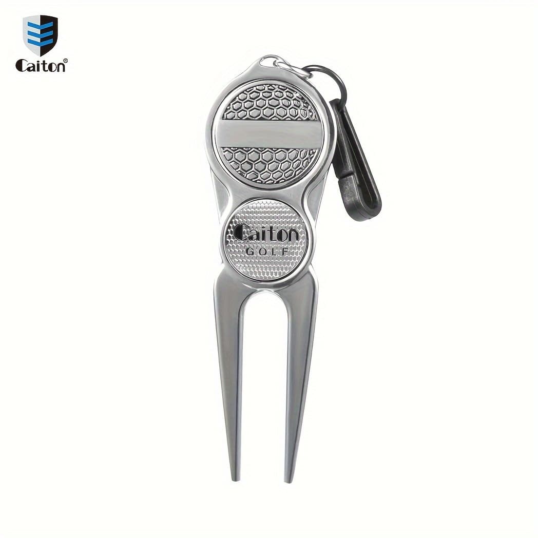 TEMU Caiton 1pc Golf Tool, Built- Removable Markers, Silvery Polished Alloy, Quickly Repair , Golf Accessories For A Experience, Ideal Golf Equipment For Maintaining Greens And Enhancing Play.