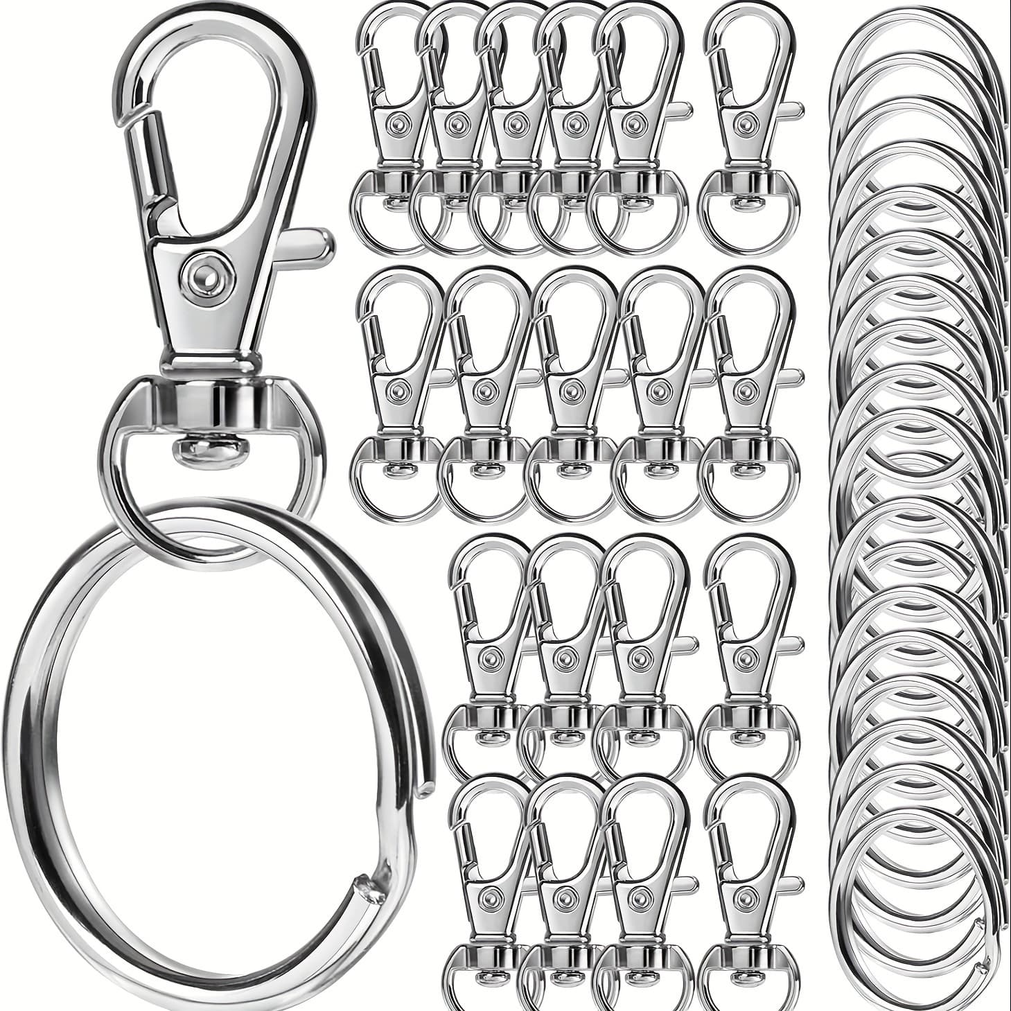 TEMU 40pcs Alloy Lobster Clasp, Spring Keychain, Rotating , Hanging Rope, Snap , Keyring, , Hardware, Luggage Accessories