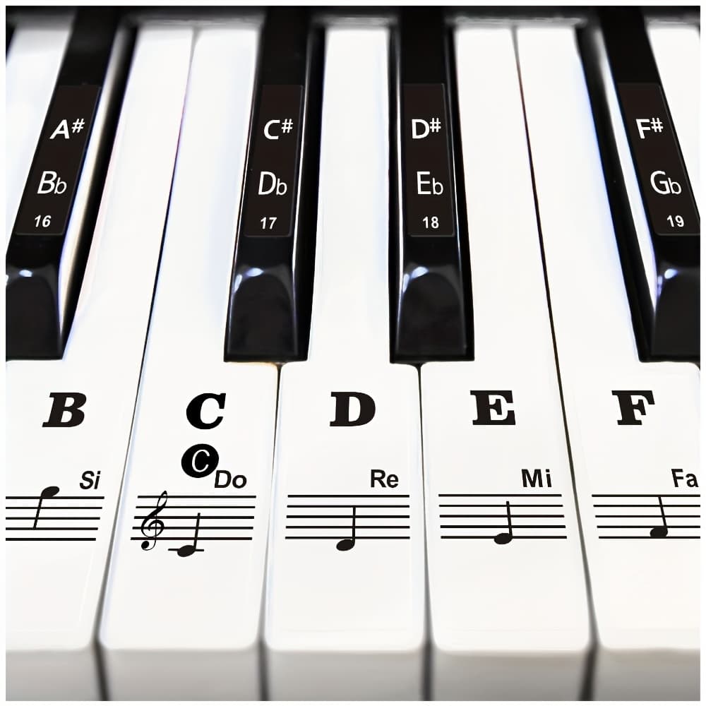 TEMU 88/ 61/ 54/ 49/ 37 Keys Removable Black Large Piano Key Stickers For Beginners - Labels +1pc Opp Bag