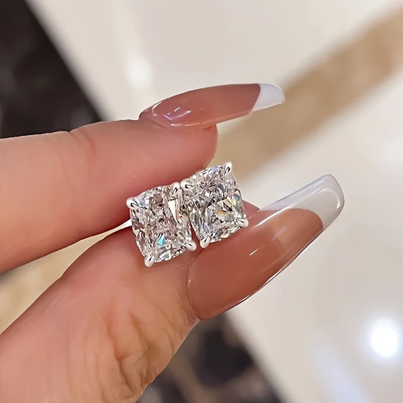 TEMU Elegant Square Zirconia Earrings With A Touch Of Flash, Offering A Versatile And For A Unique And .