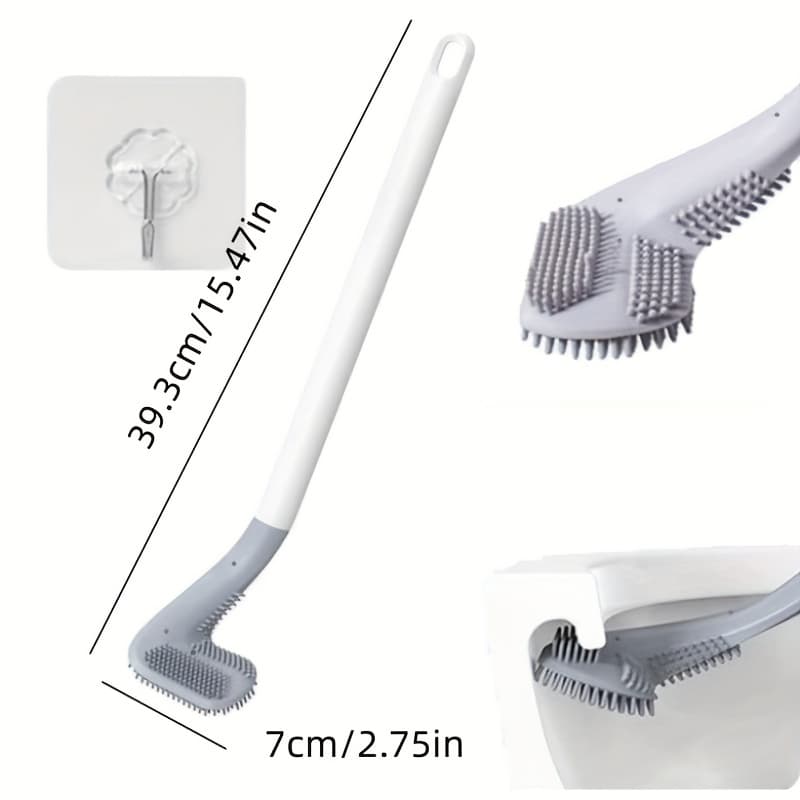 TEMU 1pc Flexible Toilet Brush With Long Handle And 360 Degree Rotation - Wall Mounted Design For Easy And Effective Bathroom Cleaning