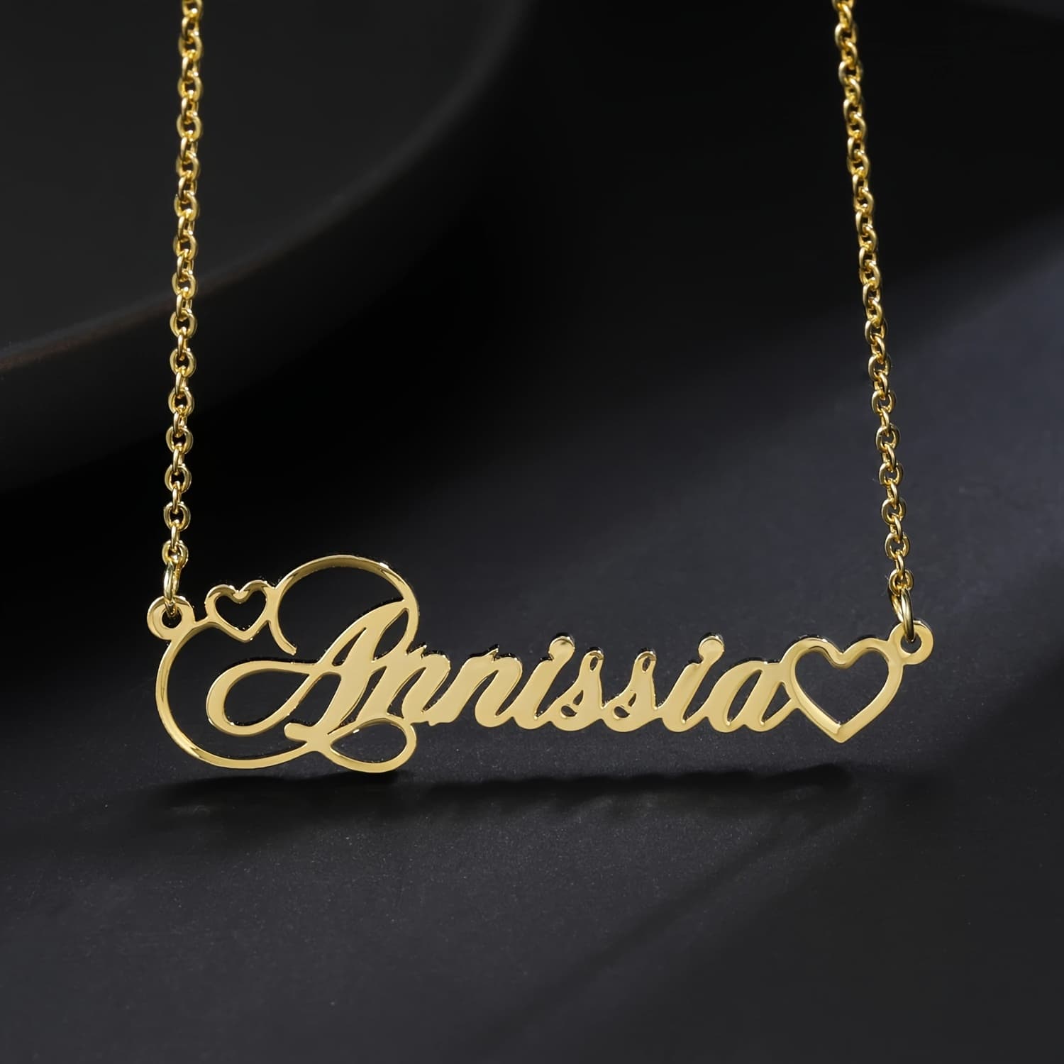 TEMU Vattract Personalized Name Necklace - Custom Engraved Heart & Cursive Lettering, 304 Stainless Steel Jewelry For Casual Attire, Valentine's Gift For Her, Durable & Stylish
