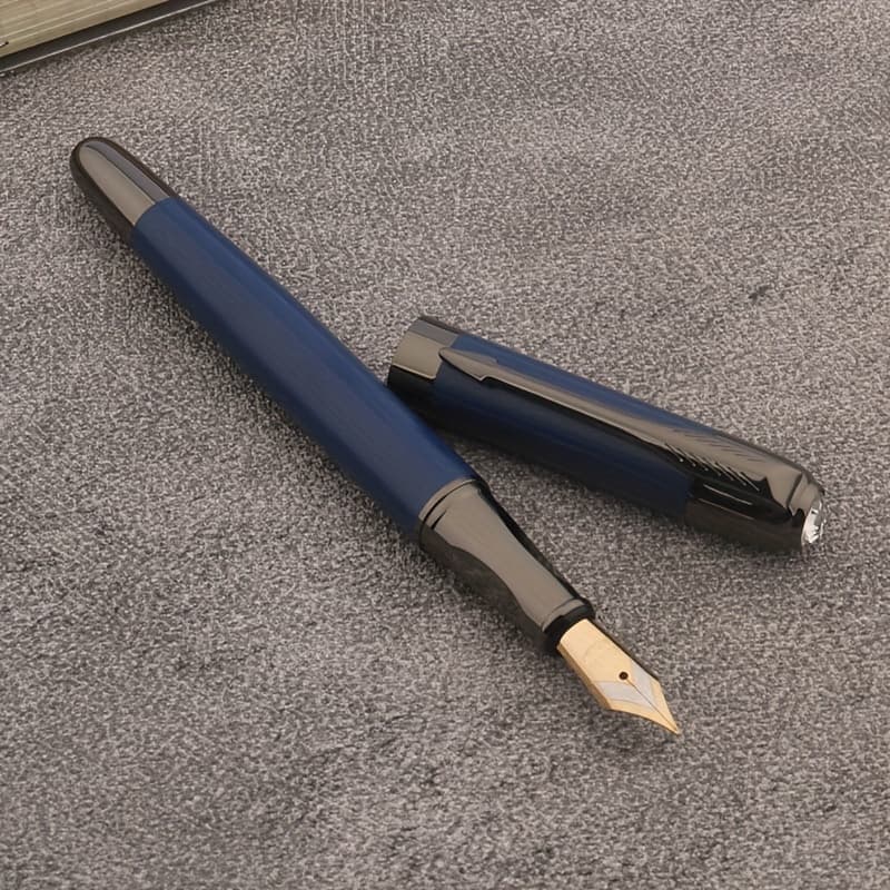 TEMU Refillable Metal Ballpoint Pen, Blue Frosted , Medium Point, Snap Closure, Ideal For Office And Student Use