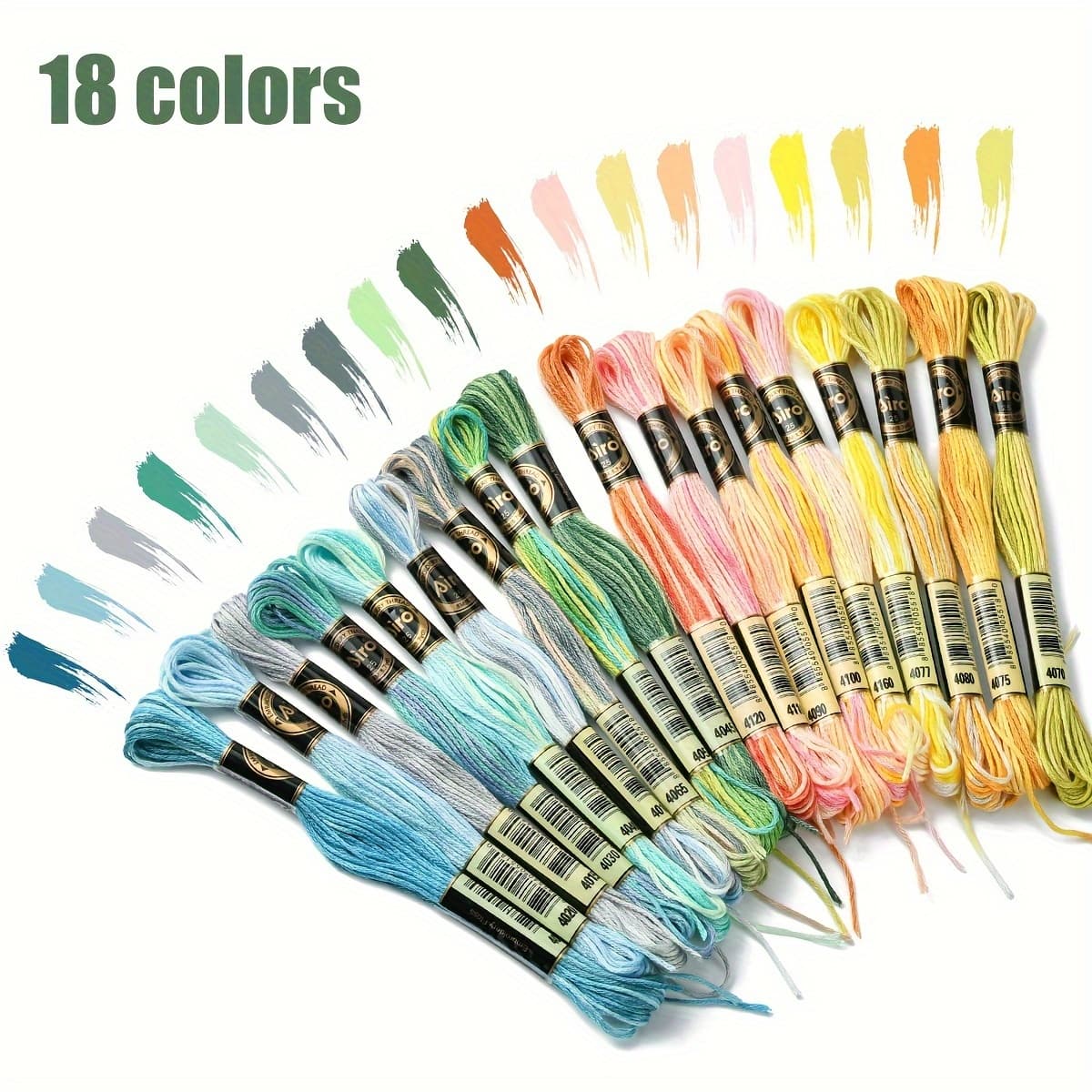 TEMU 18 Bundles Of Stitch Thread 6 Strands Of Colorful Embroidery Thread Handmade Embroidery Thread Diy Color Matching Weaving Thread About 8 Meters/bundle