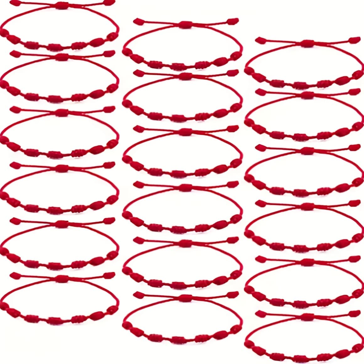 TEMU 12pcs Red Rope 7 Knot Simple Adjustable Woven Couple Bracelet For Men Women
