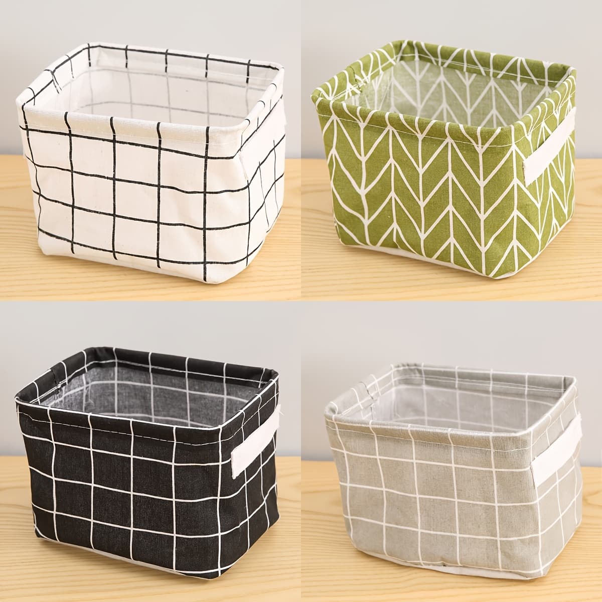 TEMU 4pcs Set Of Fresh Storage Basket Storage Basket Fabric Storage Box Foldable Bathroom Living Room Storage Box, Shelf Baskets