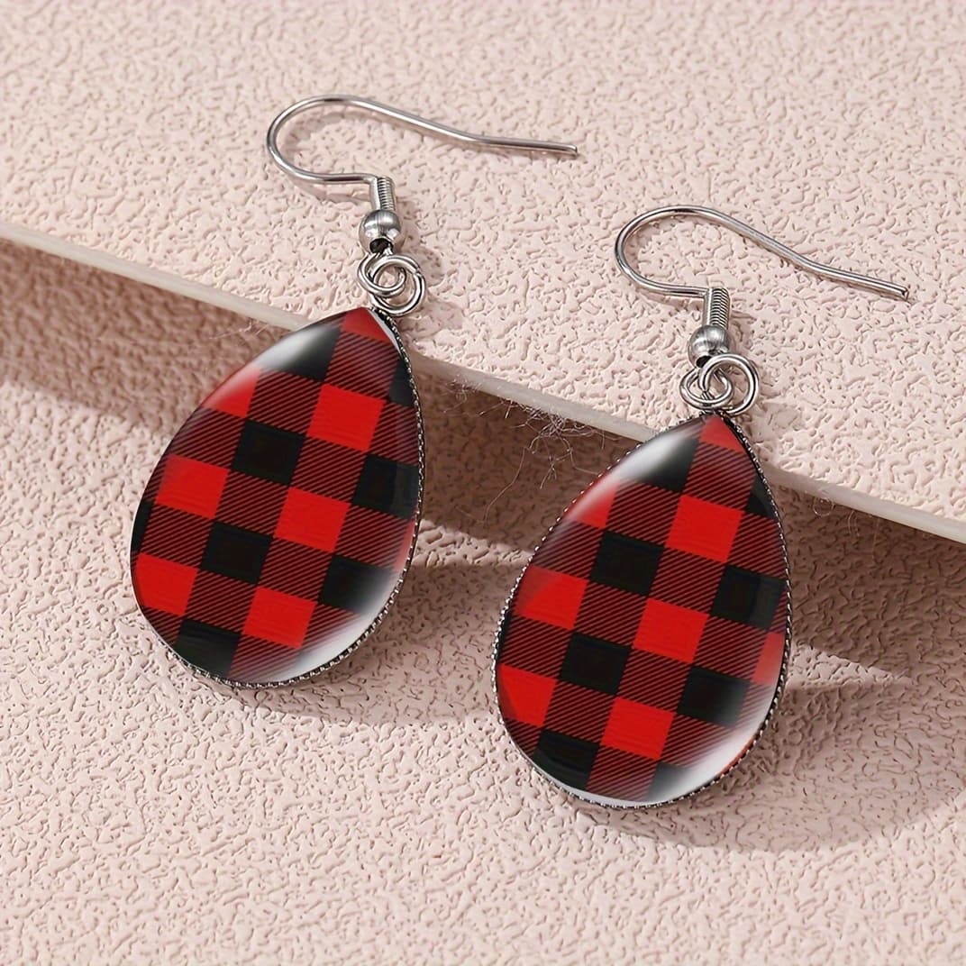 TEMU 1 Pair Vintage Leopard Print Alloy Water Drop Earrings For Men And Women, Dangle Teardrop Shape Earrings Jewelry New Year Gift