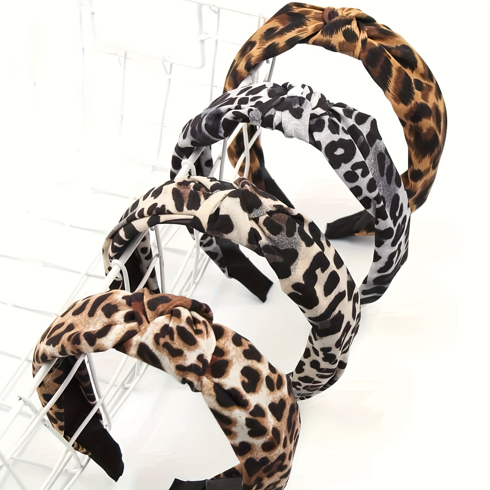 TEMU 1pc/4pcs Leopard Print Headbands Vintage Head Hoops All-match Hair Bands For Women Knotted Sports Hair Bands, Fitness Running Yoga Headbands