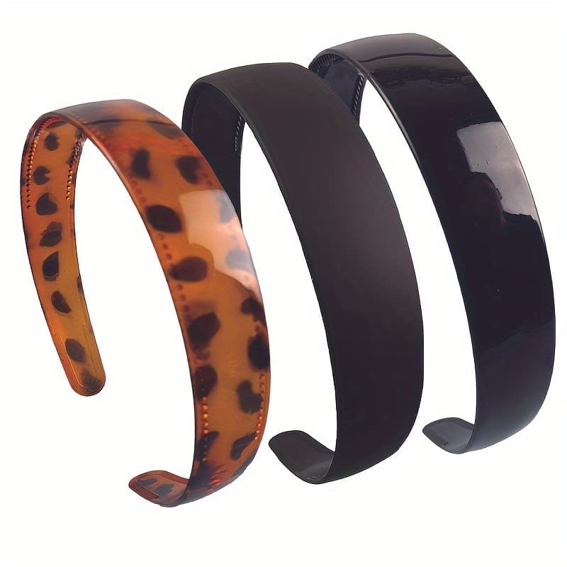 TEMU 3pcs Women's Wide Thickened Plastic Hairbands Simple Headbands Optional Colorful Hairbands Headdresses Elegant Hair Accessories