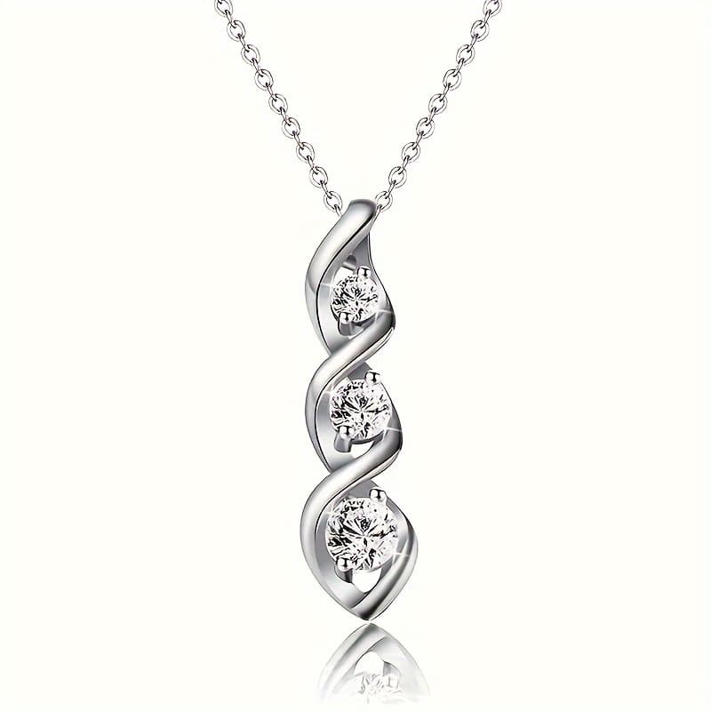 TEMU Fashionable And Exquisite Spiral Line Pendant Necklace Inlaid With Zirconia Stones, Perfect For Women's Party And Wedding Jewelry