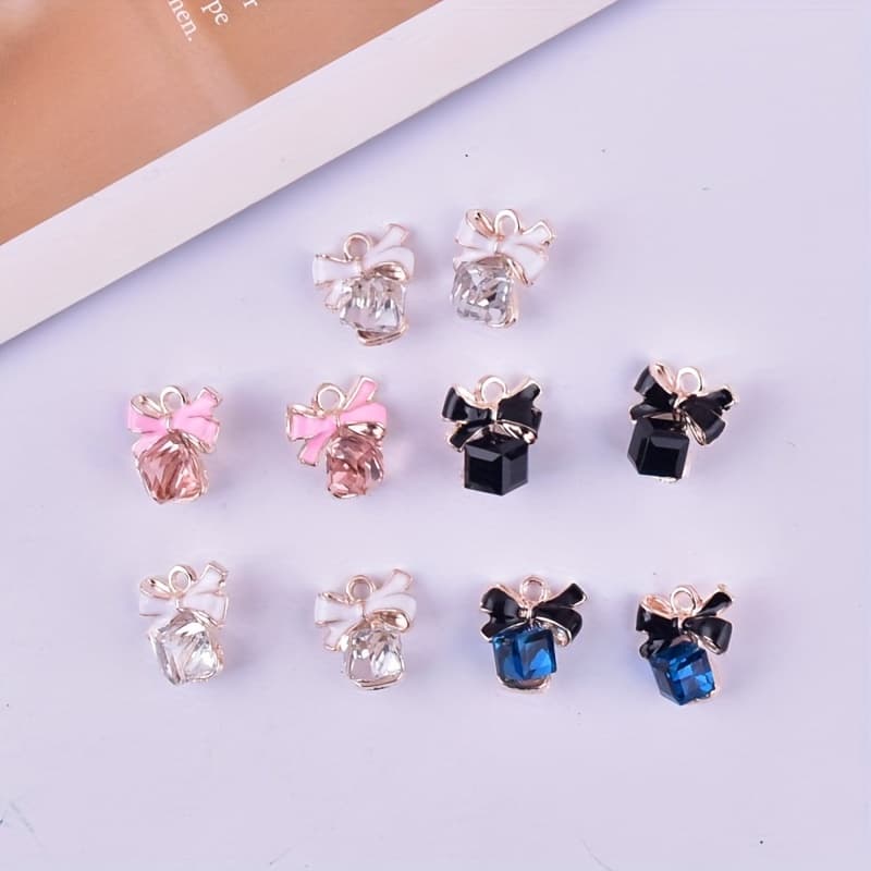 TEMU 10pcs 3d Bow Perfume Bottle Glass Diy Pendant Earrings Necklace Accessories