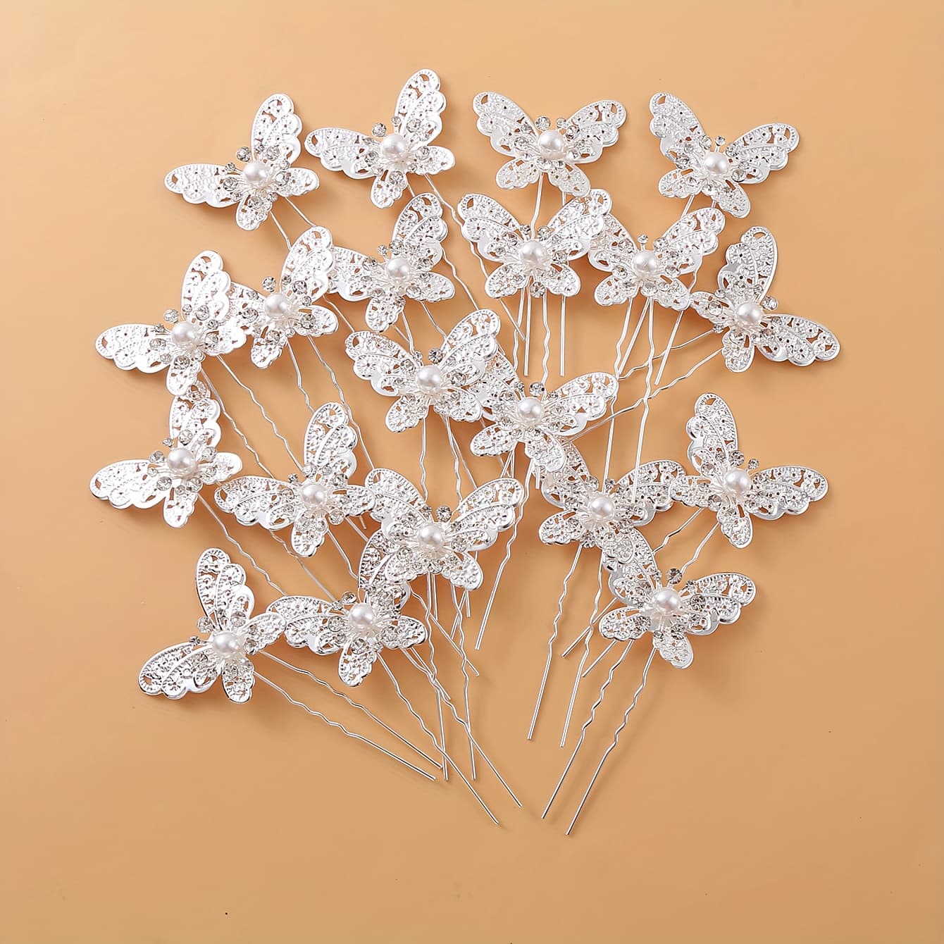 TEMU 20 U-shaped Hairpins With Flowers, , Hairpins, Coiled Hair, Forks, Hair Needles, Wedding Headdresses