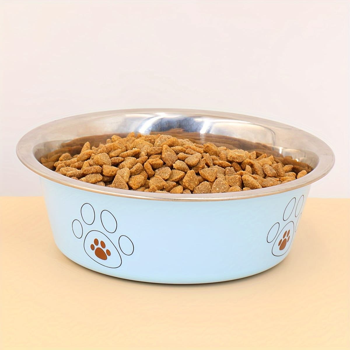 TEMU A Footprint Pet Dog Bowl, Durable Stainless Steel Bowl Suitable For Indoor And Outdoor Use