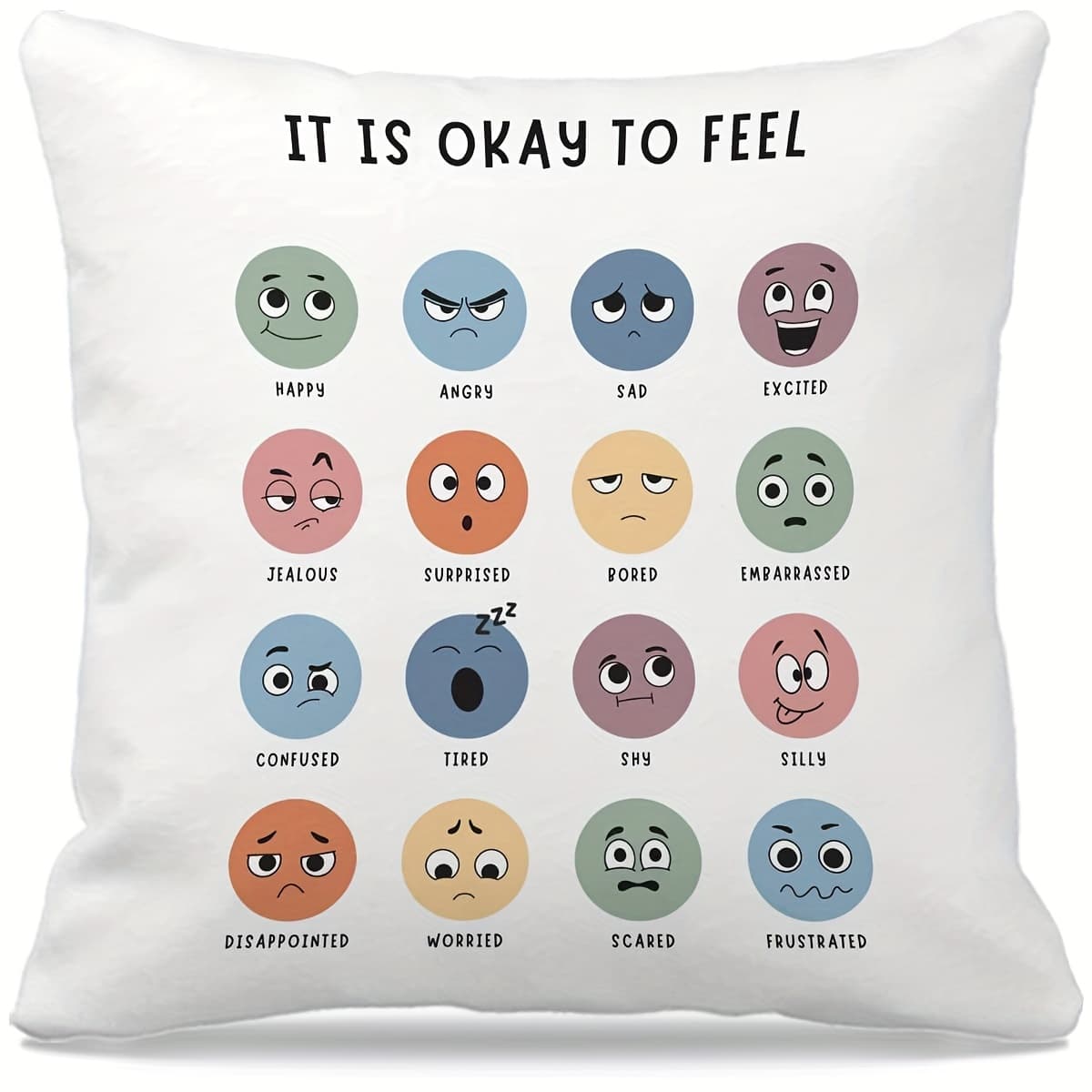 TEMU 1pc, Short Plush Counseling Office Must Haves Throw Pillow Cover, 18 X18 Inch, Calming Corner, Mental Health Pillow Decor For Home, Mental Health Counselor Emotion Pillow Covers, No Pillow Core