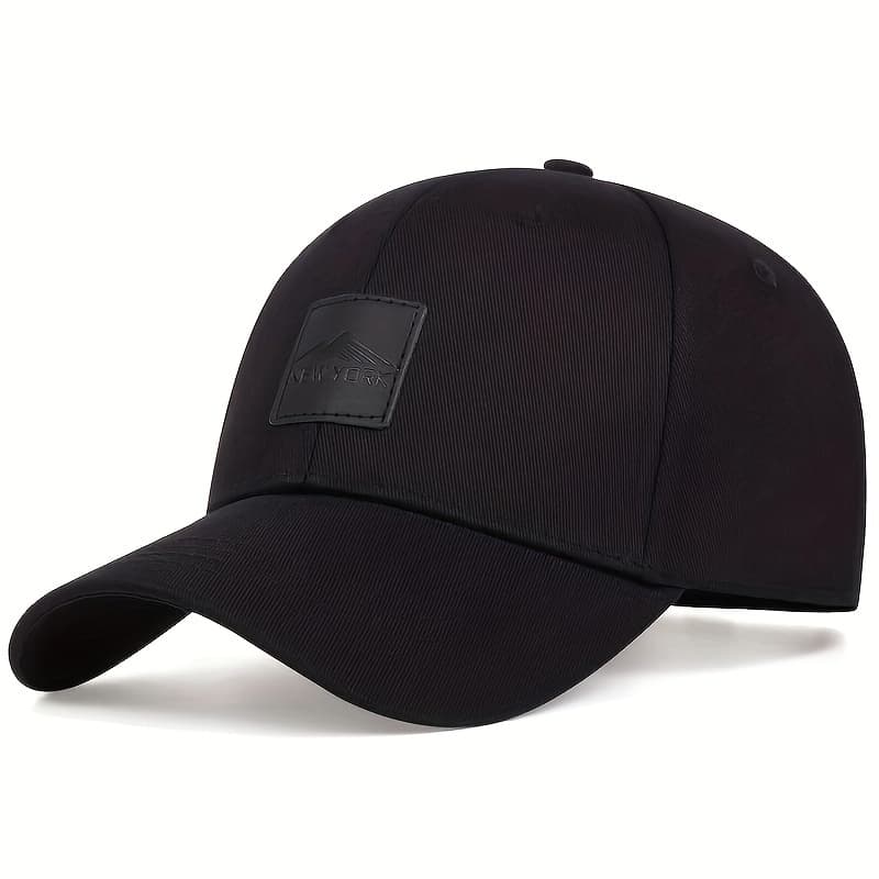 TEMU Men's New Leather Patch Baseball Outdoor Adjustable Sun Hat Casual Suitable For Spring Autumn Travel Beach Party