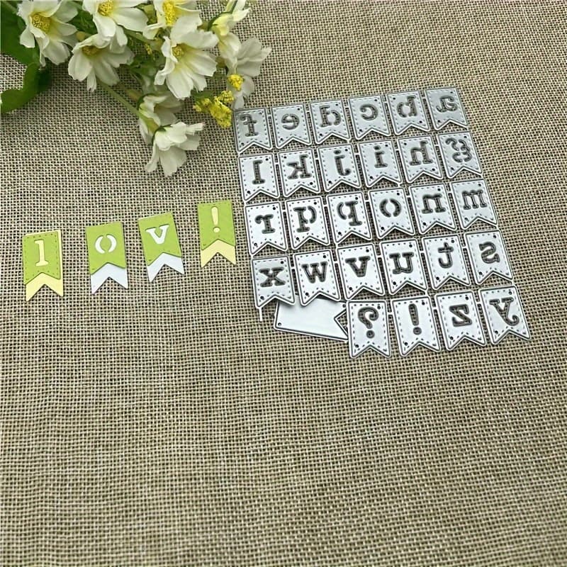 TEMU Golden Banner With Mold Letter Symbols For Cutting Mold Template Diy Clipboard Decoration Embossing Handmade Die-cut Template