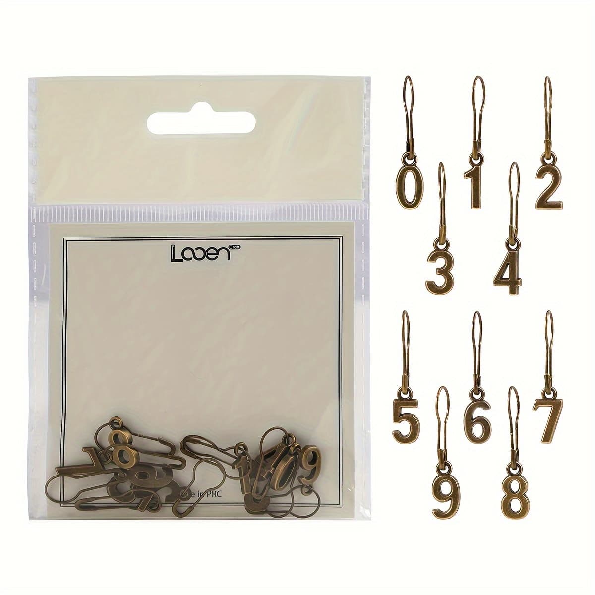 TEMU 10pcs/set 0~9 Numbered Needle Markers, Alloy Hook Needle Markers, Locking Needle Markers With Iron Gourd Pin, Used For Knitting, Weaving, Sewing Accessories And Quilting