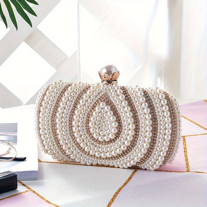TEMU Water Drop Textured Pearl Bag Evening Bag Dress Bag Clutch Bag Cheongsam Women's Bag Body Bag