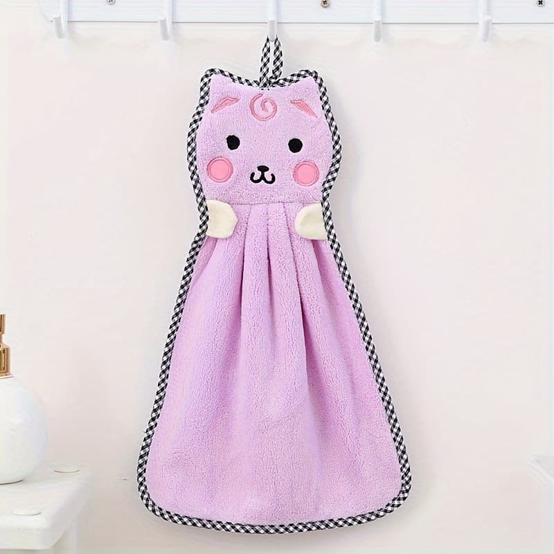 TEMU Coral Fingertip Towel With Lanyard, 1pc, In Pink And Multiple Colors, Absorbent