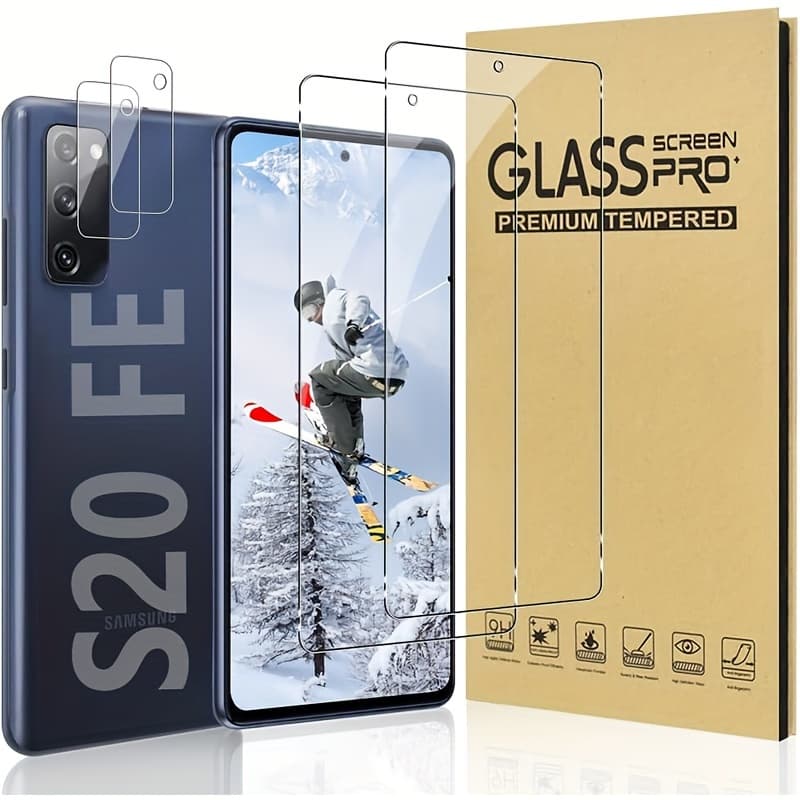 TEMU [2+2 Pack]for Galaxy S20 Fe Tempered Glass Screen Protector, Technology Fingerprint Support, 9h Hardness Scratch Resistant, , Bubble-free, For Galaxy S20 Fe Screen Protector(6.5 Inch)