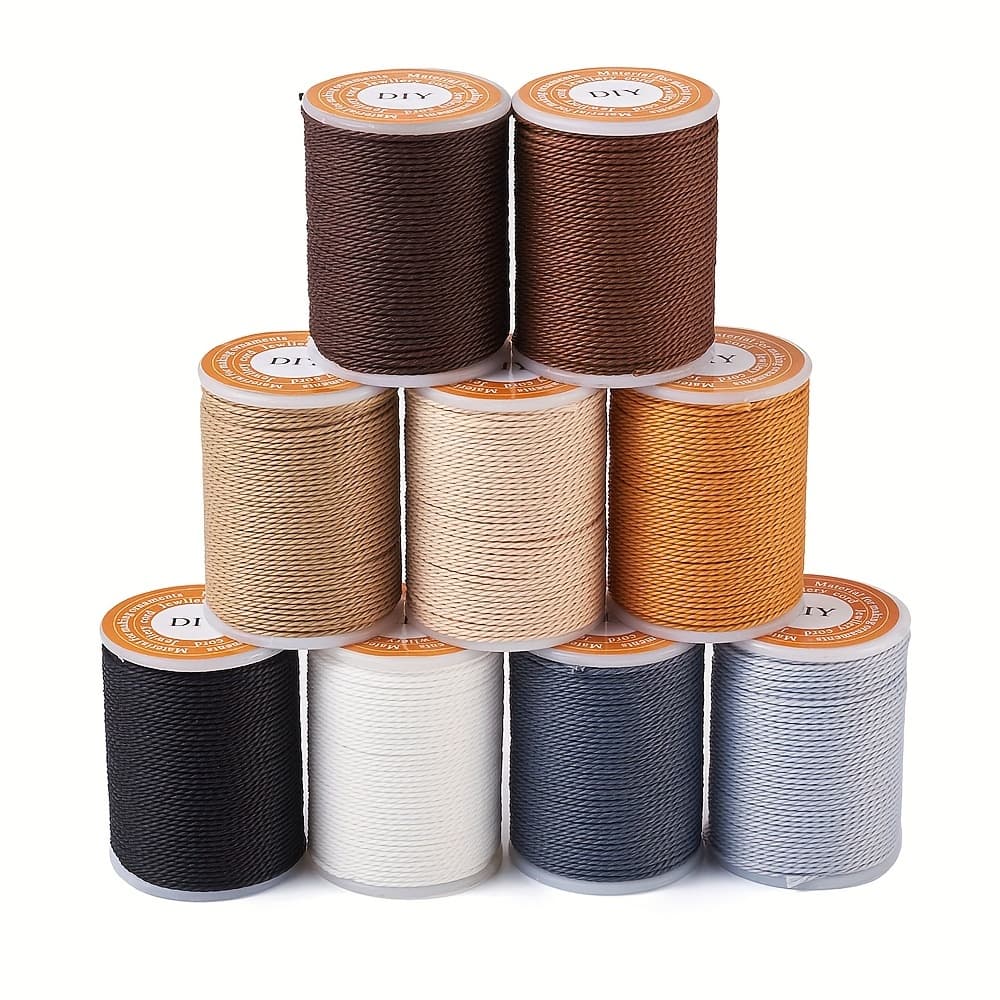 TEMU 9 Rolls/set Waxed Polyester Cord Twisted Cord 9 Colors For Beading Bracelet Jewelry, 11m/roll