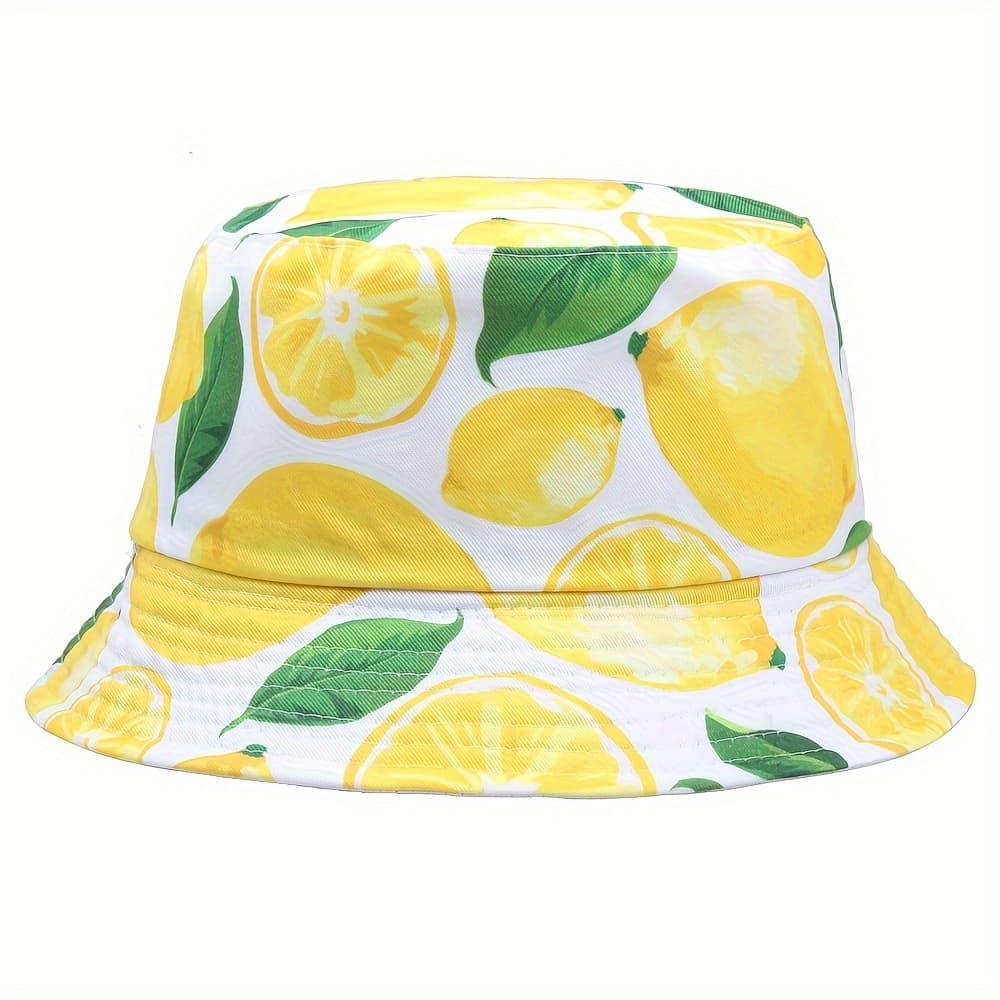 TEMU Double-sided Fisherman Hat With Fruit Print, Casual Summer Outdoor Street Hip-hop Bucket Hat For Women