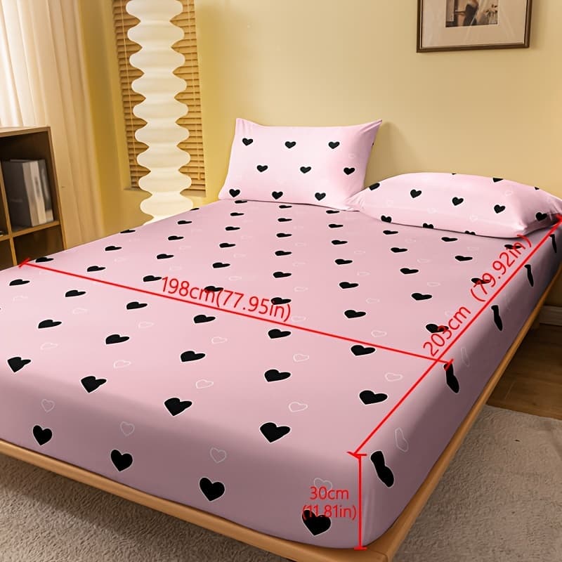 TEMU 1pc Print Brushed Fitted Sheet, Soft Comfortable Bedding Mattress Protective Cover, For Bedroom, , With Deep Pocket, Fitted Bed Sheet