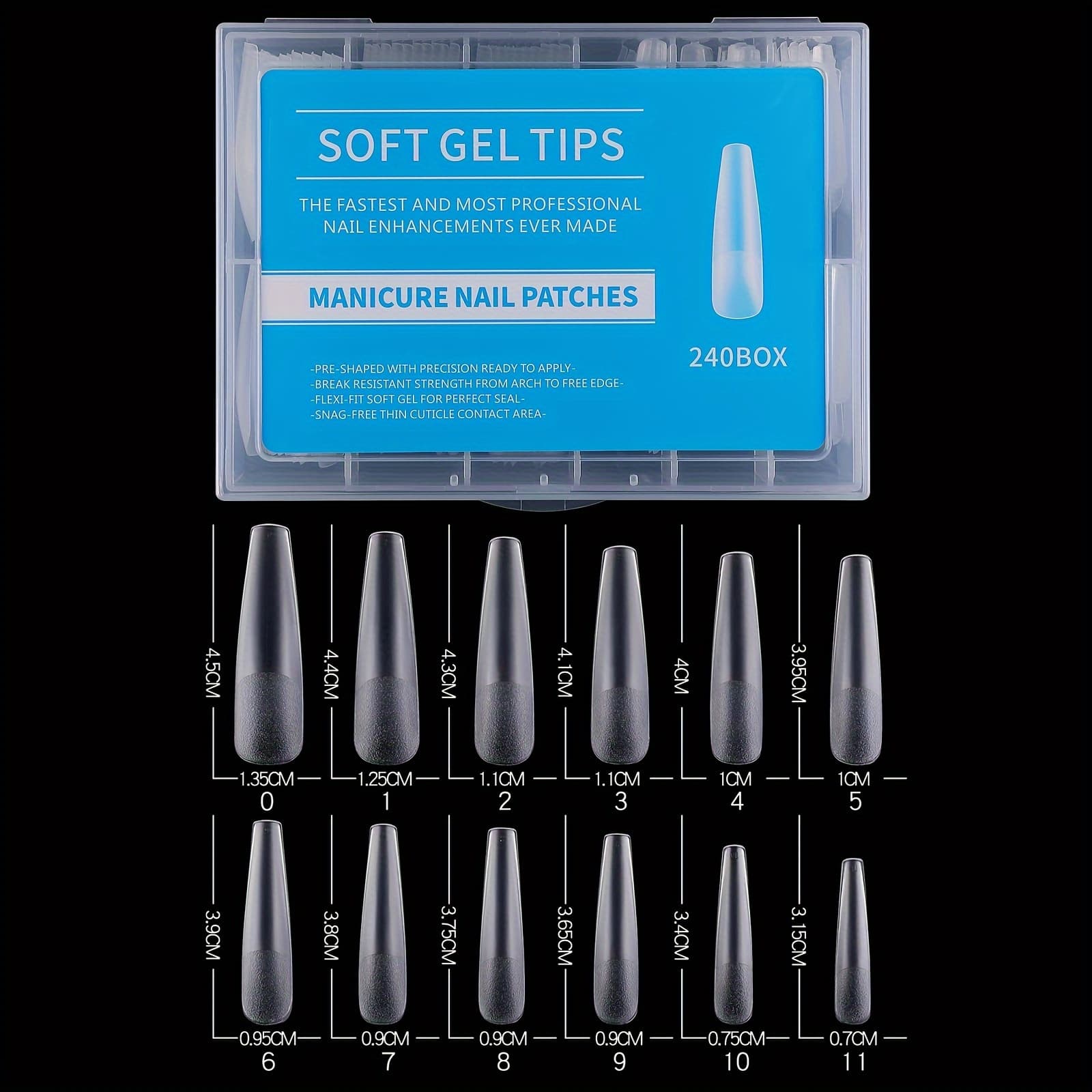 TEMU Box Of 240pcs Of 4.5-inch Matte Ballet Nails