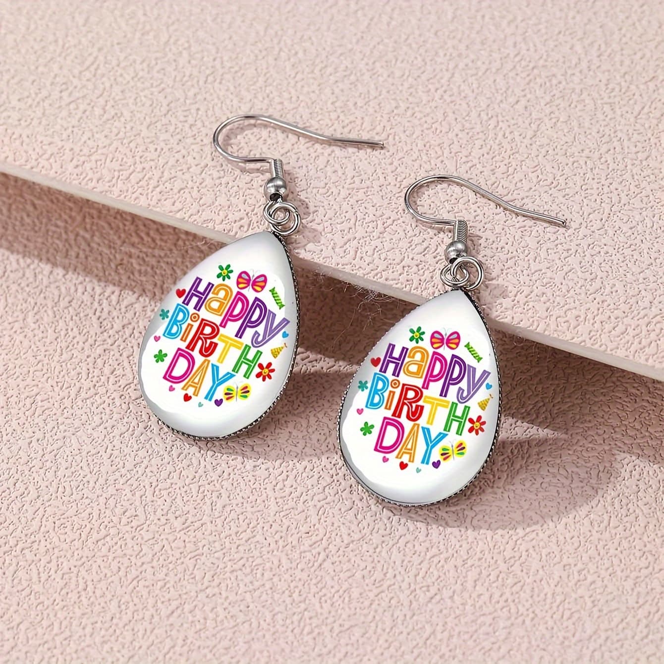 TEMU 1 Pair Of Happy Birthday Bohemian Anniversary Commemorative Birthday Party Earrings Gift