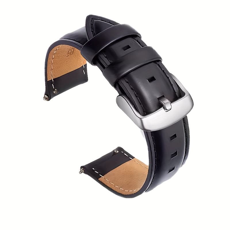 TEMU Gfheye Vintage Genuine Leather Watch Strap - Quick Release, Oil Wax Finish, 20mm/22mm, Brown Calfskin Band For Business Watches