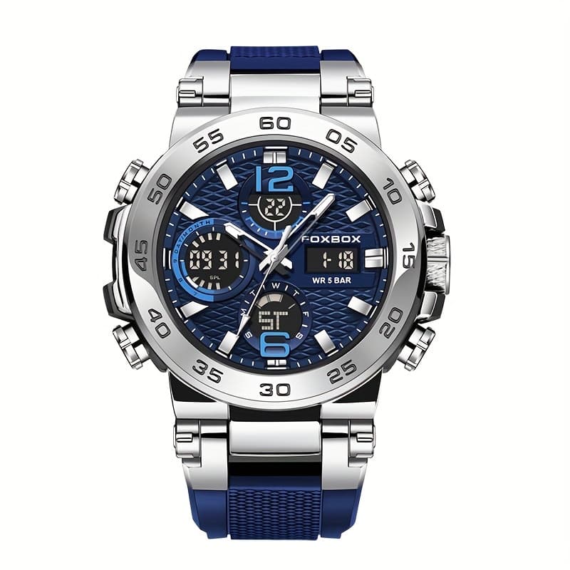 TEMU Men's Waterproof Sports Watch With , Alarm, Chronograph & Luminous Hands - Blue Mesh Strap, Ip68 Rating, Ideal For Outdoor Activities & Gifts, Waterproof Watch