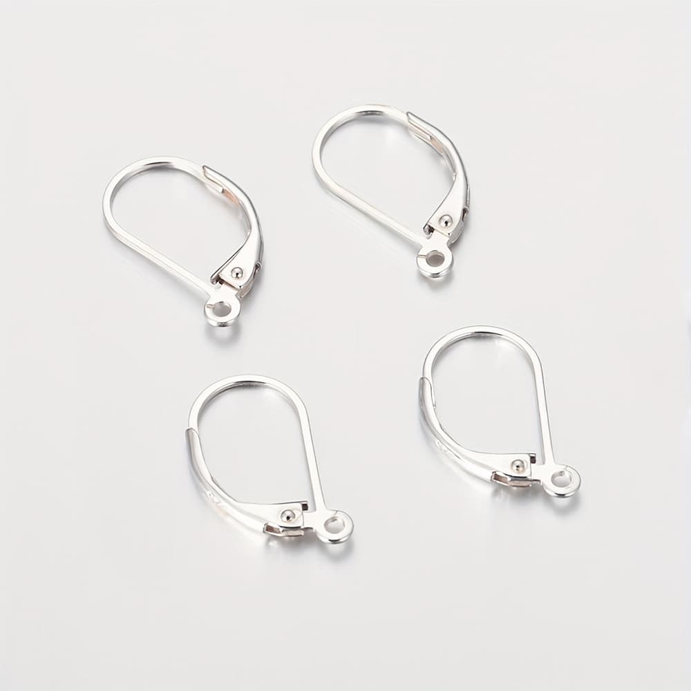 TEMU 4-pack S925 Sterling Silver Earring Hooks French Wires - Hypoallergenic Jewelry Making Components, High-purity Findings For Crafting And Projects