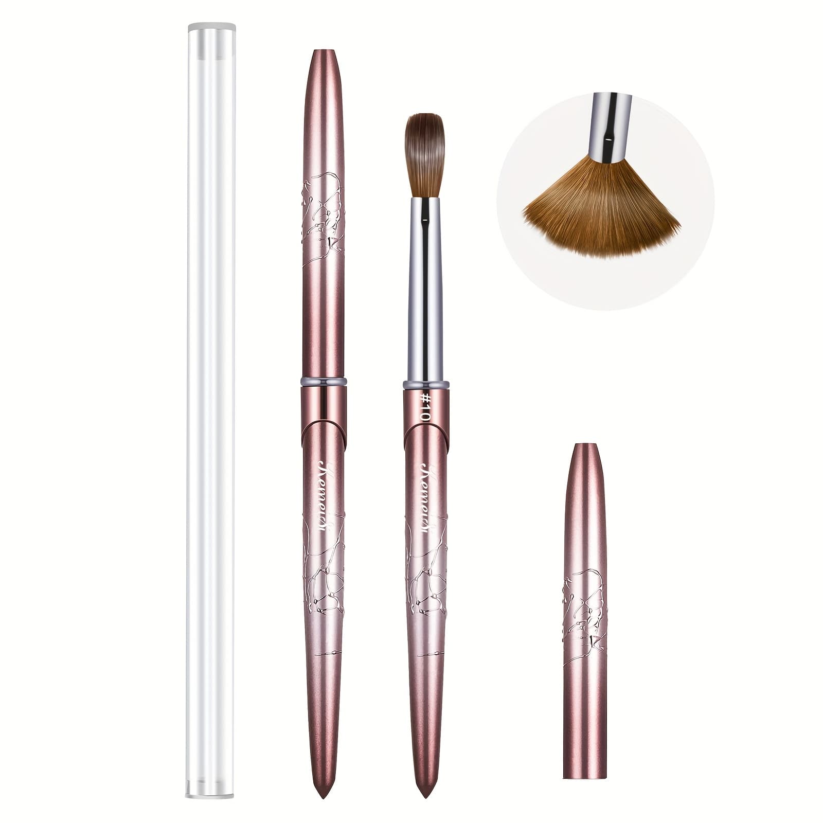 TEMU Kolinsky Hair Oval Nail Brush Suitable For Acrylic Applications, Professional Nail Extension Nail Tool Stripe Nail Drawing Pen Suitable For
