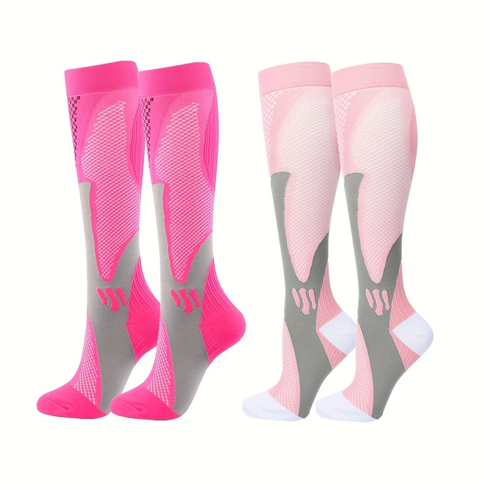 TEMU /pack Unisex Professional Compression Outdoor Sports Knee High Gym Fitness Marathon Running Pressure Socks For Men And Women