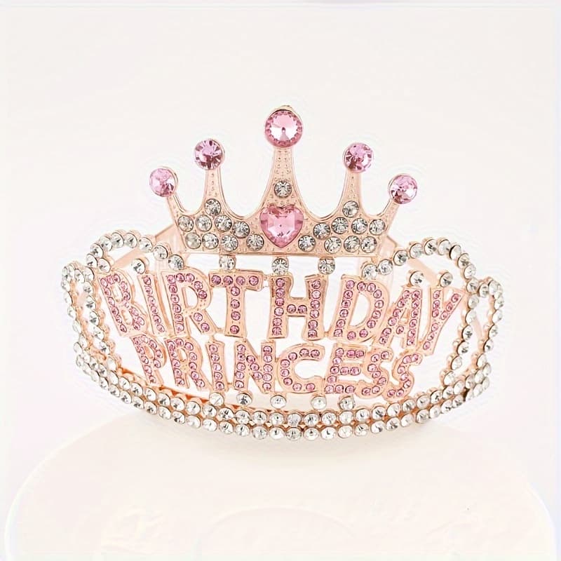 TEMU 1pc Birthday Princess Letter Crown Headband Decoration Glitter Hair Accessories Birthday Party Hair Accessories