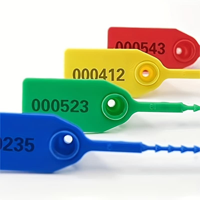 TEMU 100pcs Plastic Tamper Seals, For Fire Extinguisher Numbered Zip Ties Security Labels Disposable Self-locking Tags 250mm 10in