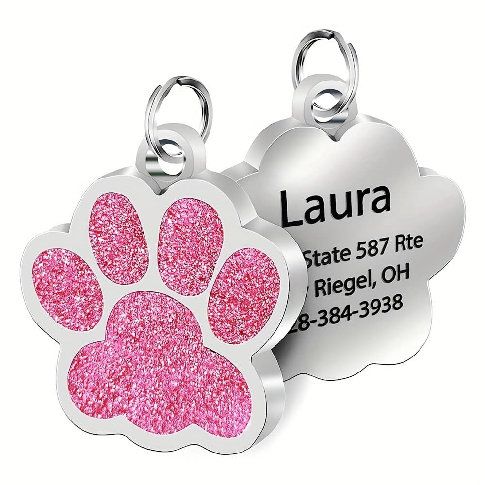 TEMU Custom-!!! Personalized Pet Id Tags For Dogs And Cats Of All Sizes, Featuring Engraved Names, Phone Numbers, And Addresses To Prevent Loss, Designed In A Paw Shape