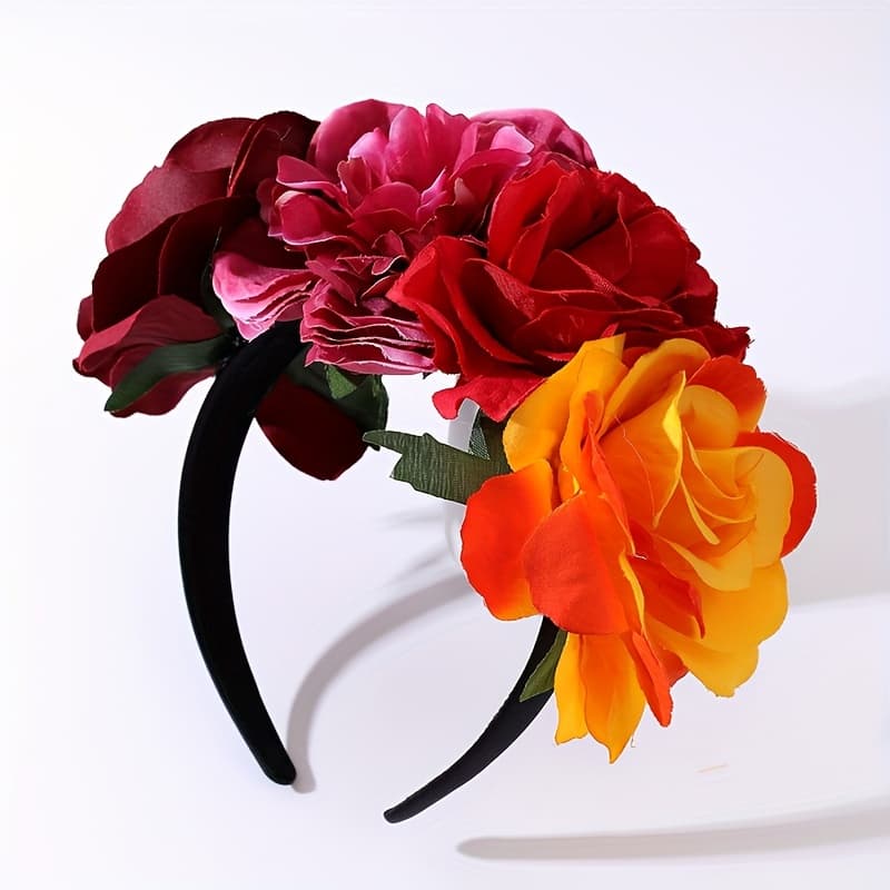 TEMU 1pc Women's Colorful Printed Gradient Rose Flower Headband