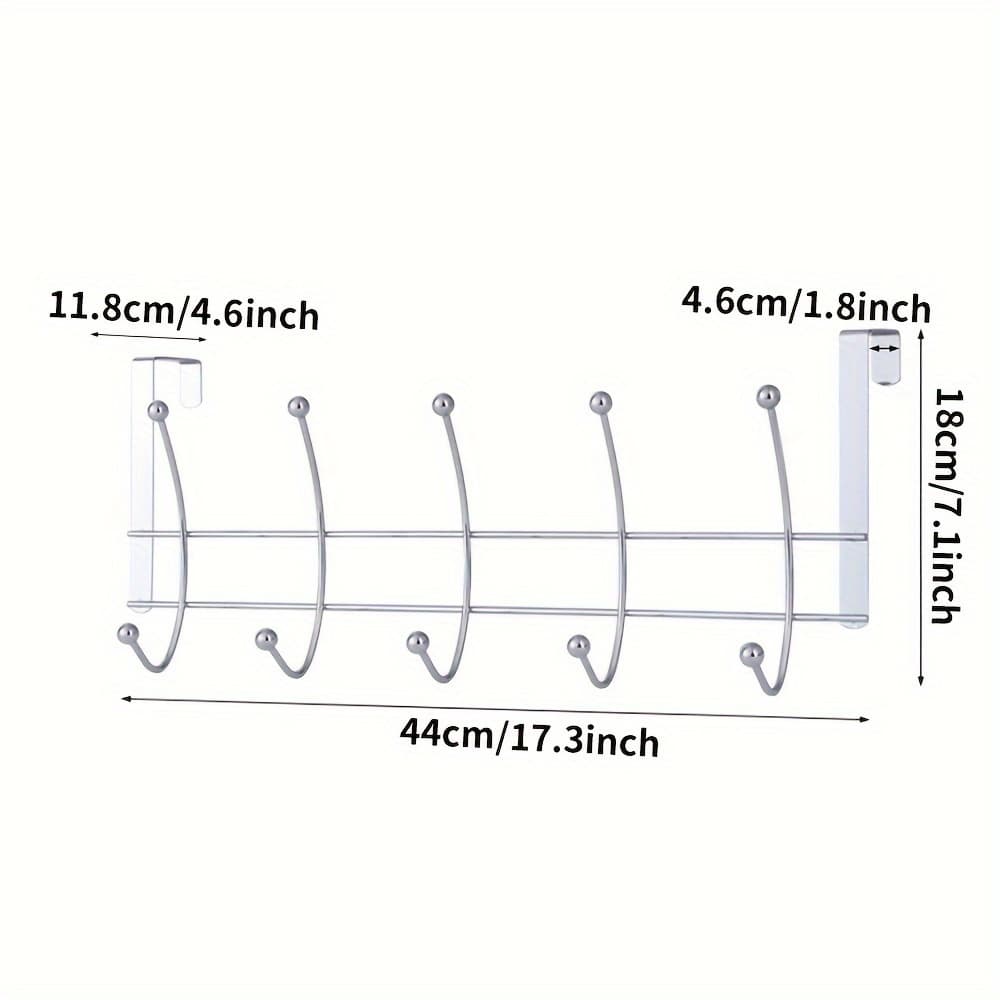 TEMU 1pc Door Back Hook Rack With 10 Hooks, Free Punching Wall Hanging Clothes Hook, Bedroom Coat Hanging Rack, Household Storage And Organization For Kitchen, Bedroom, Bathroom, Office, Desk