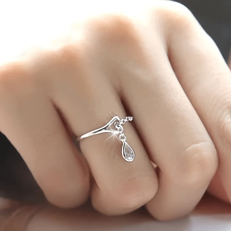 TEMU Easy Exquisite Heart Pendant Ring Women's Engagement Wedding Anniversary Gift Fashion Cute Ring