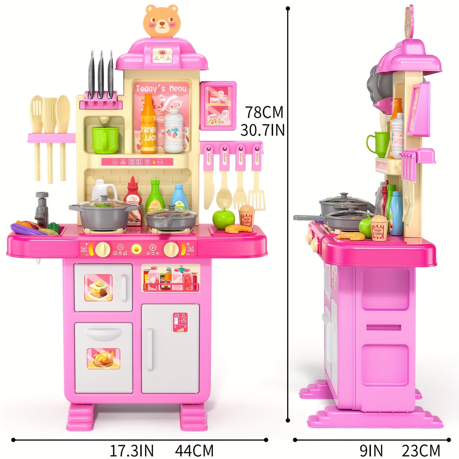 TEMU Baby Kitchen Playset - Pretend Play Kitchen Accessories 3+, Interactive Toy Play With Lights & Sounds, Indoor Playset Christmas Birthday Holiday Gift Toy (accessory Colors May )