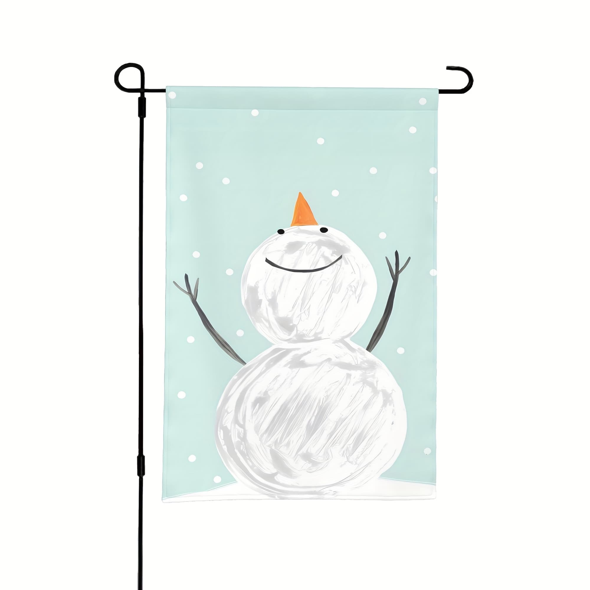 TEMU Welcome Christmas Snowman Garden Flag - Double-sided, Durable Polyester, Outdoor Decor, 12x18 Inches, No Pole Included