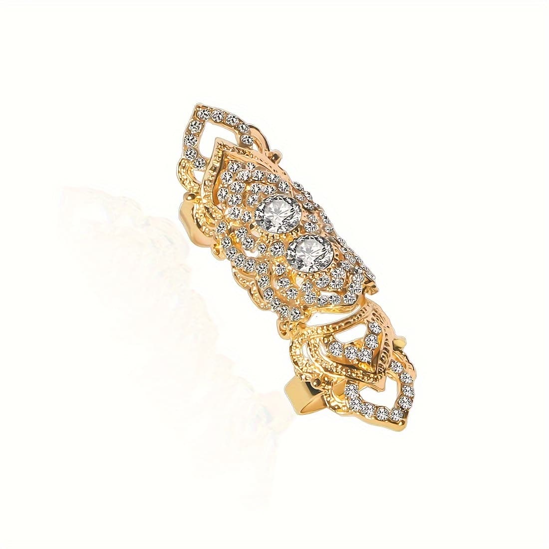 TEMU A And Fashionable Layered Full- Silvery Golden Adjustable Ring With Movable Joints For Holiday Travel