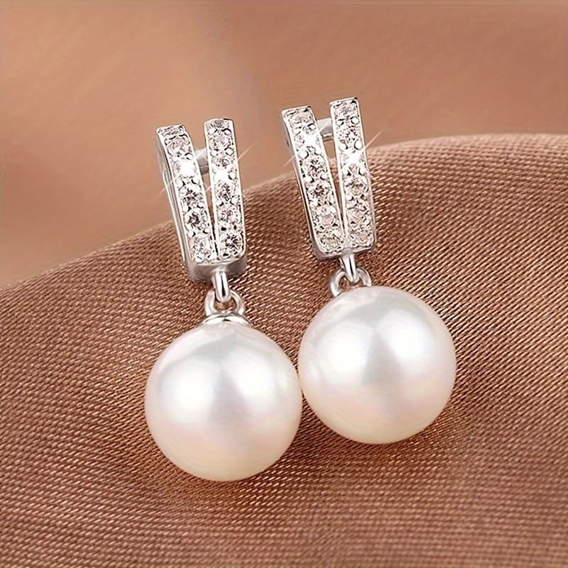 TEMU Elegant Simple Zirconia Stud Earrings For Women Bridal Engagement Wedding Exquisite Jewelry Gifts