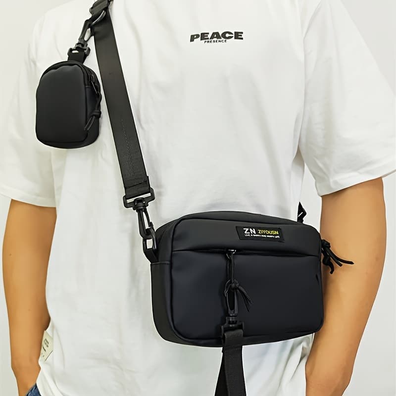 TEMU Crossbody Bag For Men, Casual Shoulder Bag, Messenger Bag, Portable Handbag, Phone Pouch, Small Accessory Organizer In Black, Suitable For Travel, Walking, Shopping, Daily Use, Gift