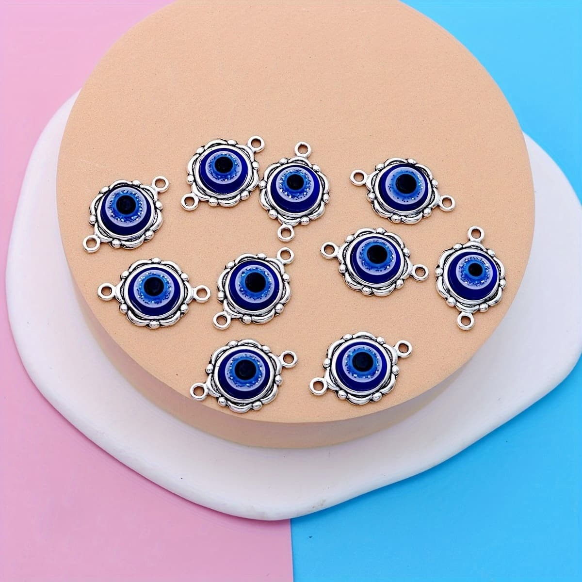 TEMU 10pcs Small Business Supplies Alloy Plated Antique Silvery Connector Pendant Charms Necklace/earrings Pendant For Making
