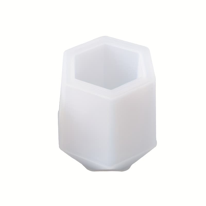 TEMU 1pc Hexagon Pen Holder Mold Hexagon Storage Box Resin Mold Pencil Holder Storage Jar Candle Holder Succulent Pots Silicone Mold For Epoxy Resin Art Making