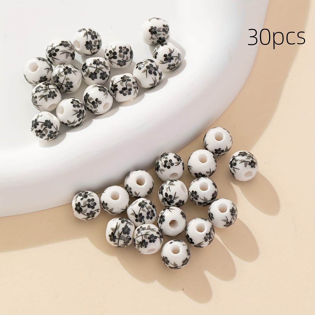 TEMU 30pcs Vintage Chinese Porcelain Beads - Ceramic Beads Suitable For Making, Necklace & Bracelet Crafting, Traditional Chinese Ceramic Beads For Handmade Accessories (30pcs)