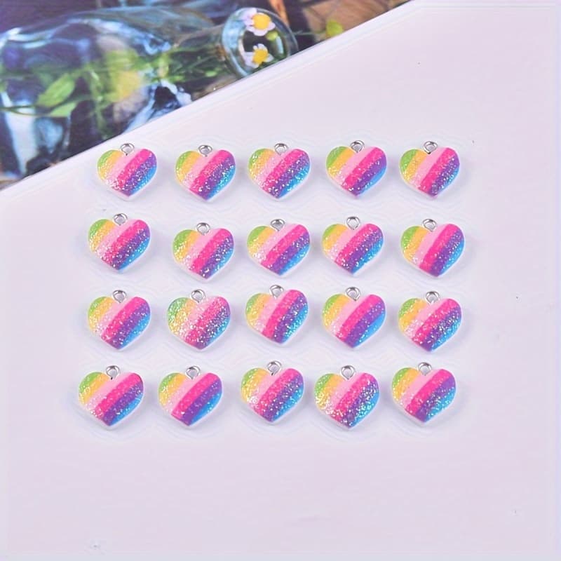 TEMU 20pcs Peach Heart Color Love Pendants Resin Colorful Heart Charms For Jewelry Diy Pendant Earrings Necklace Jewelry Accessories